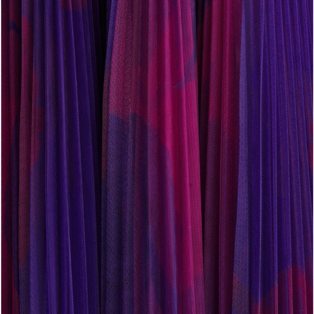 Hutch Tarina Pleated One Shoulder Gown in Vibrant Purple and Pink, New - Picture 7 of 13